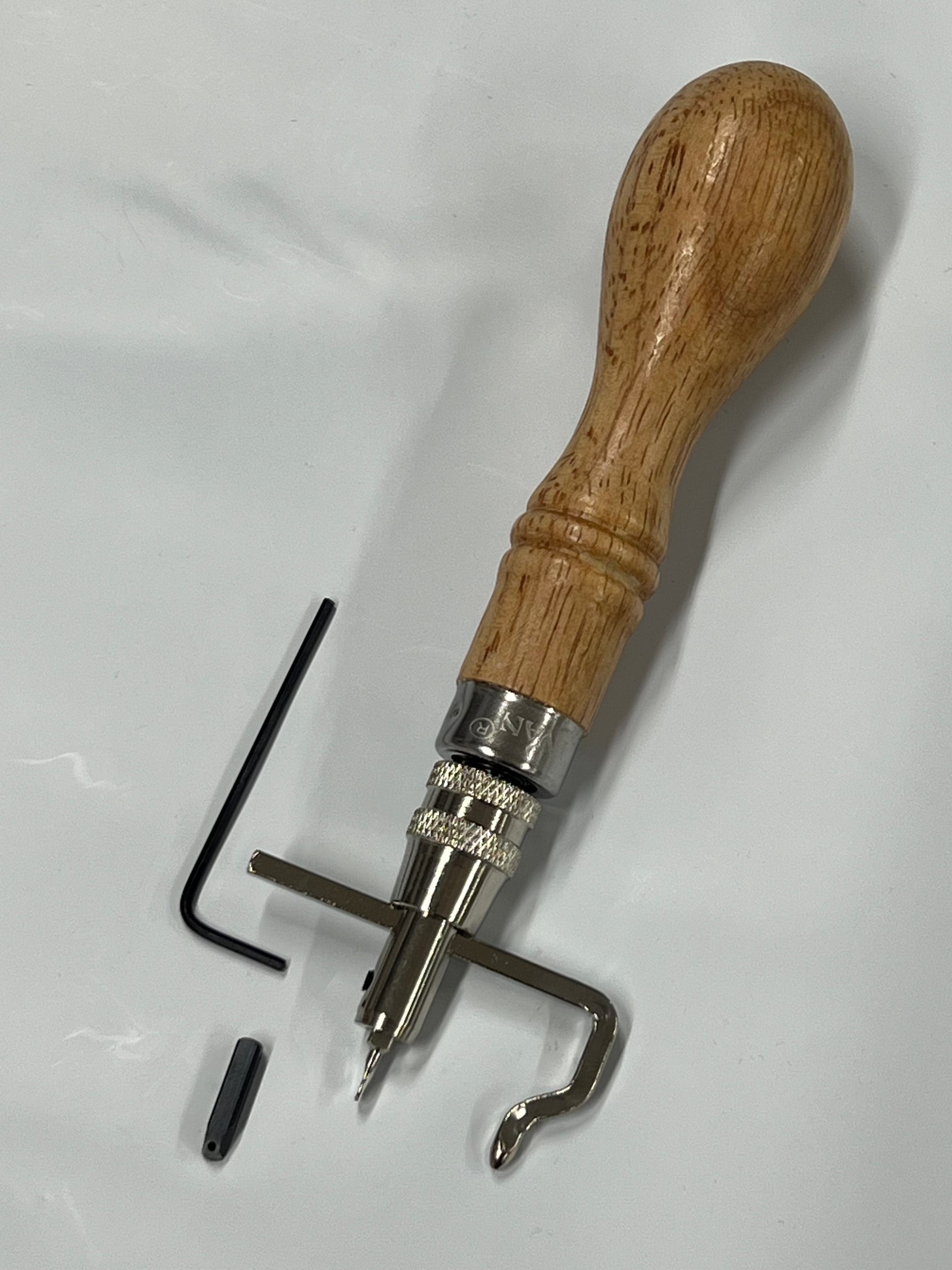 Adjustable groove cutter/groove marker for leather sheaths