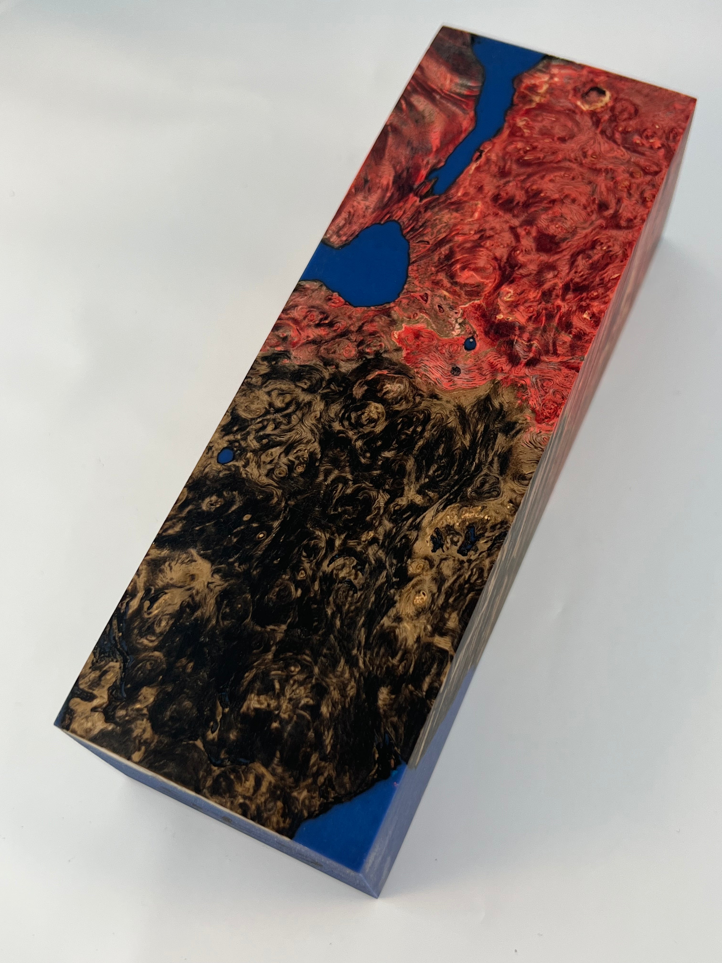 Stabilized shaft blank wood and green resin block B-72