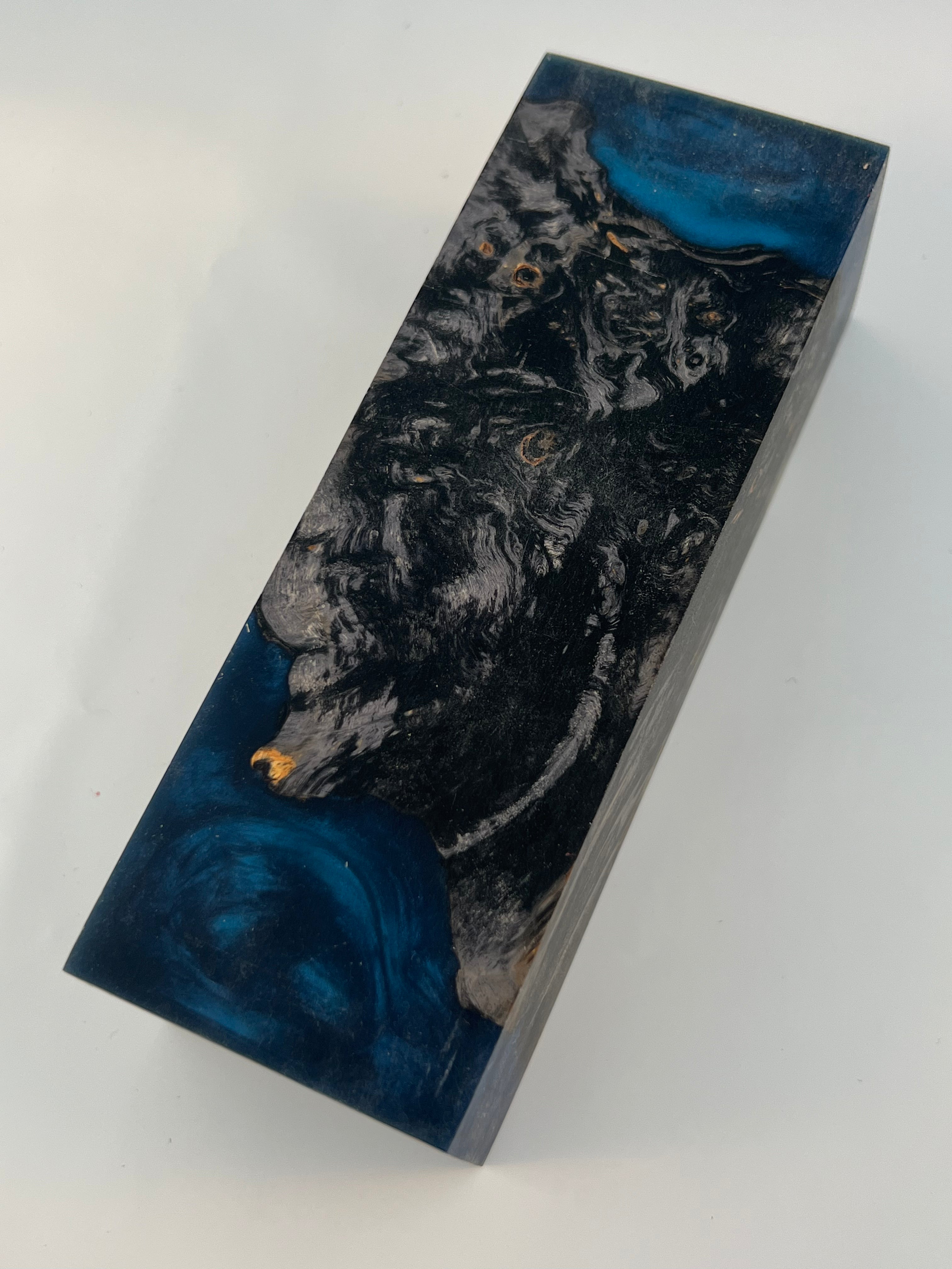 Stabilized shaft blank wood and green resin block B-72