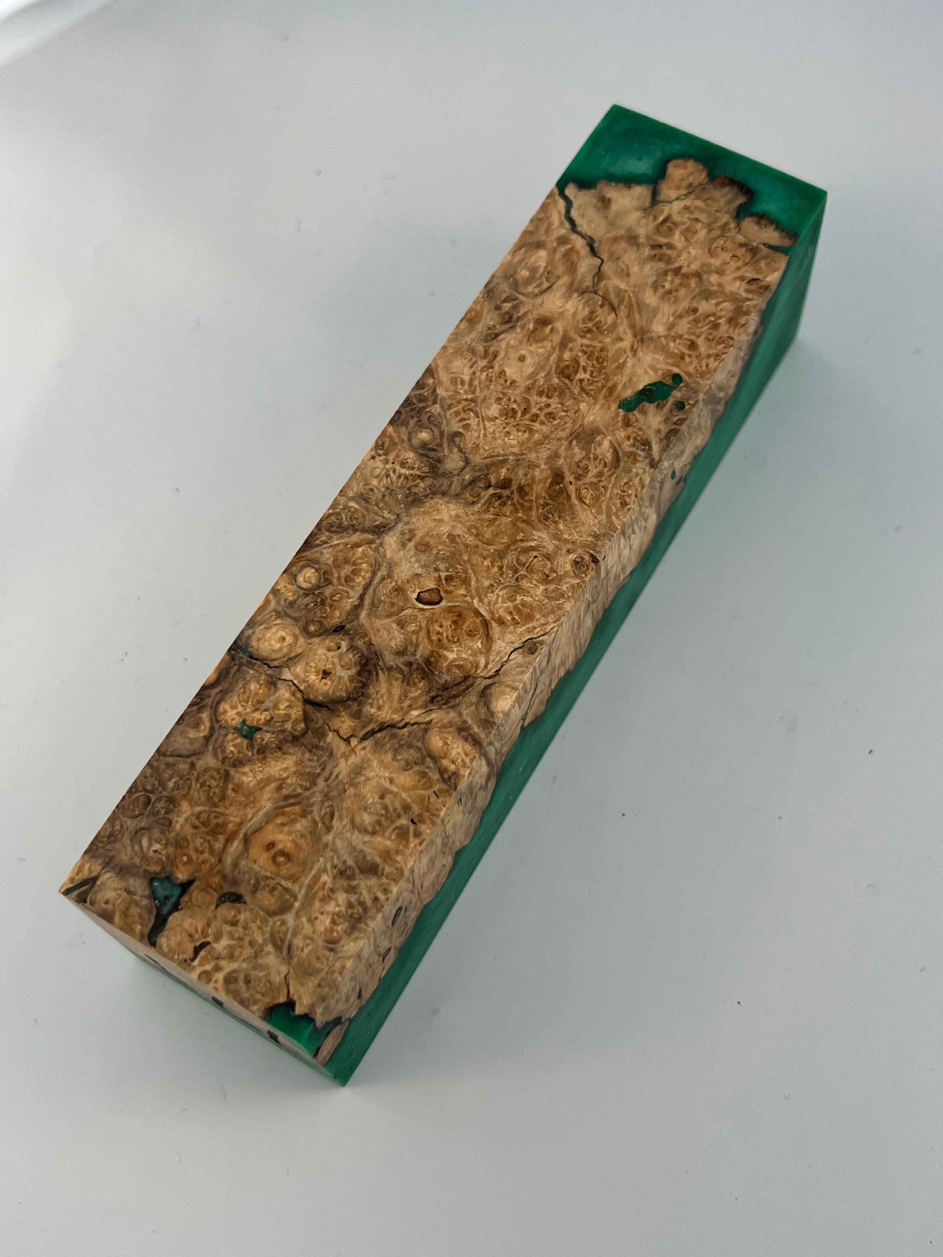 Stabilized shaft blank wood and green resin block B-72