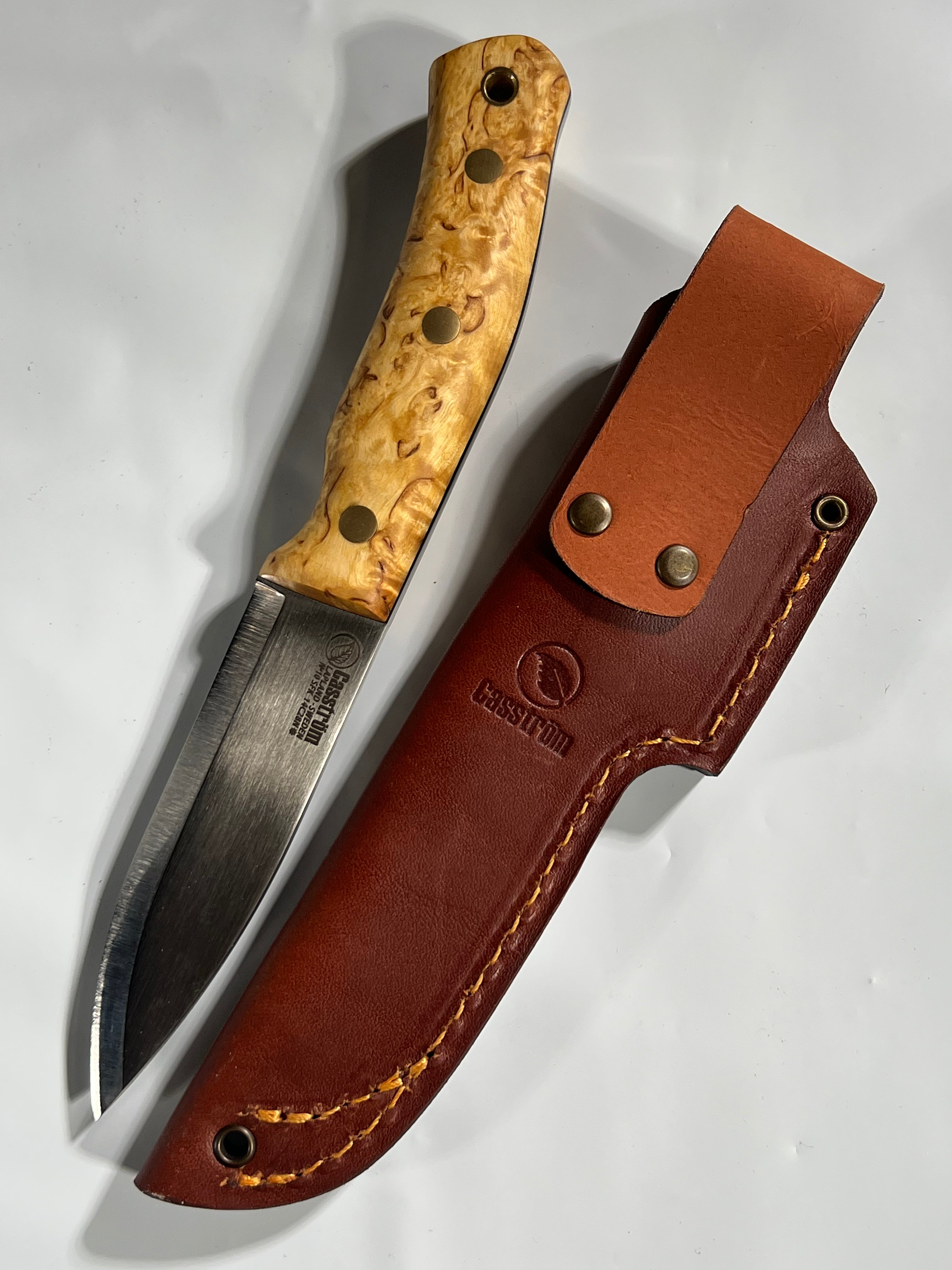 Casstrom No. 10 SFK Knife with leather sheath and leather lanyard