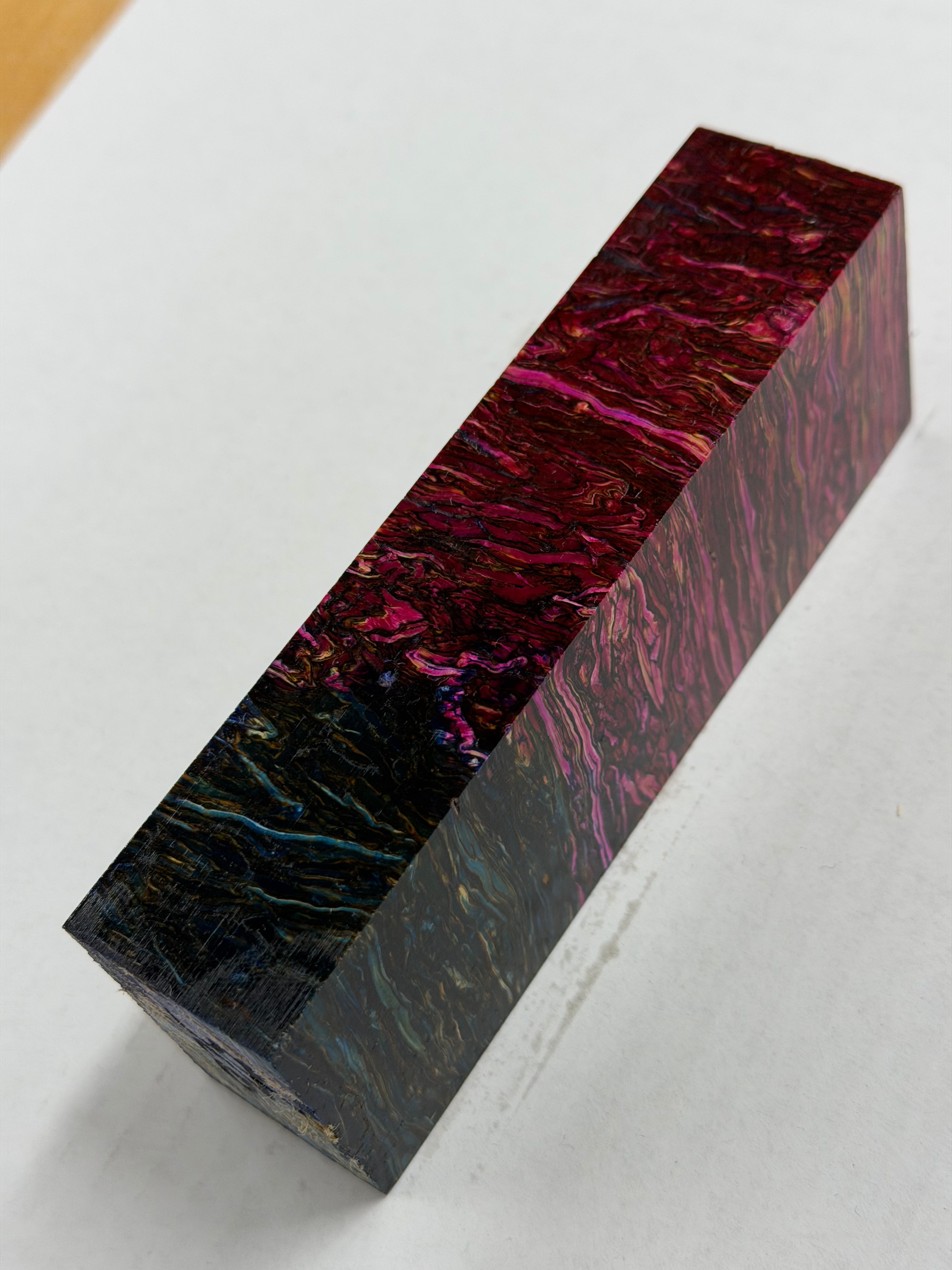 Stabilized shaft blank wood and green resin block B-72