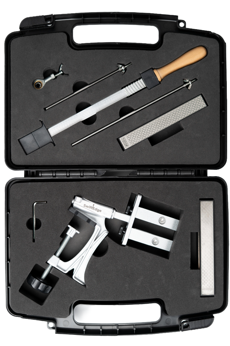 SwiftEdge Cross: Knife sharpening system with adjustable angle and diamond edge