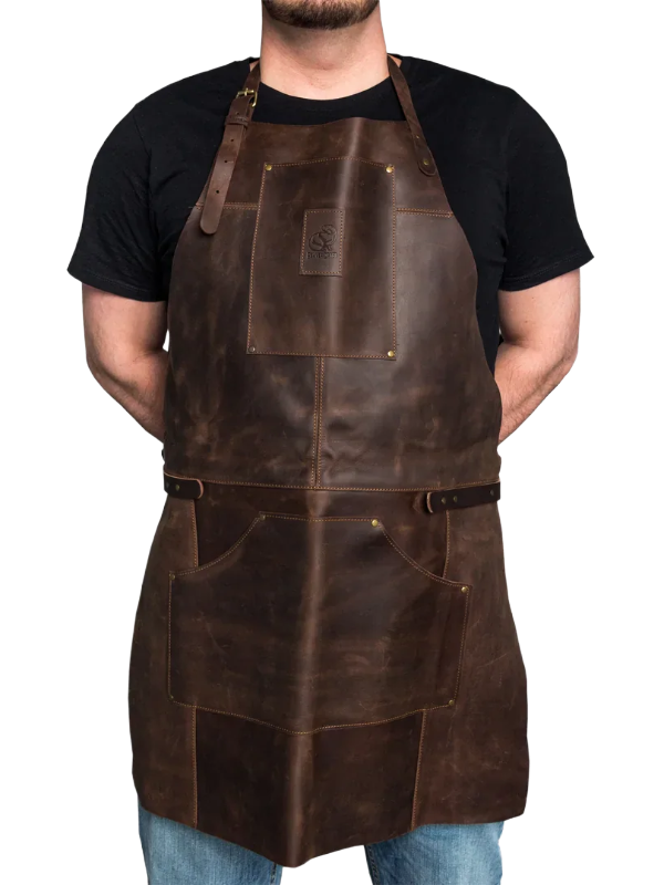 Adjustable apron in brown leather AP2X