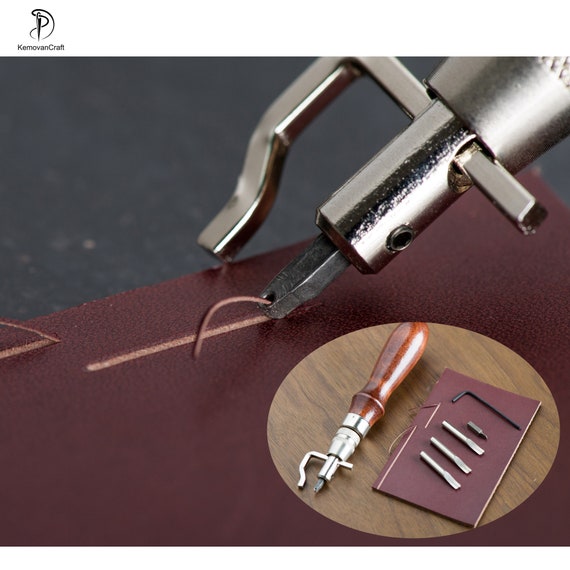 Adjustable groove cutter/groove marker for leather sheaths