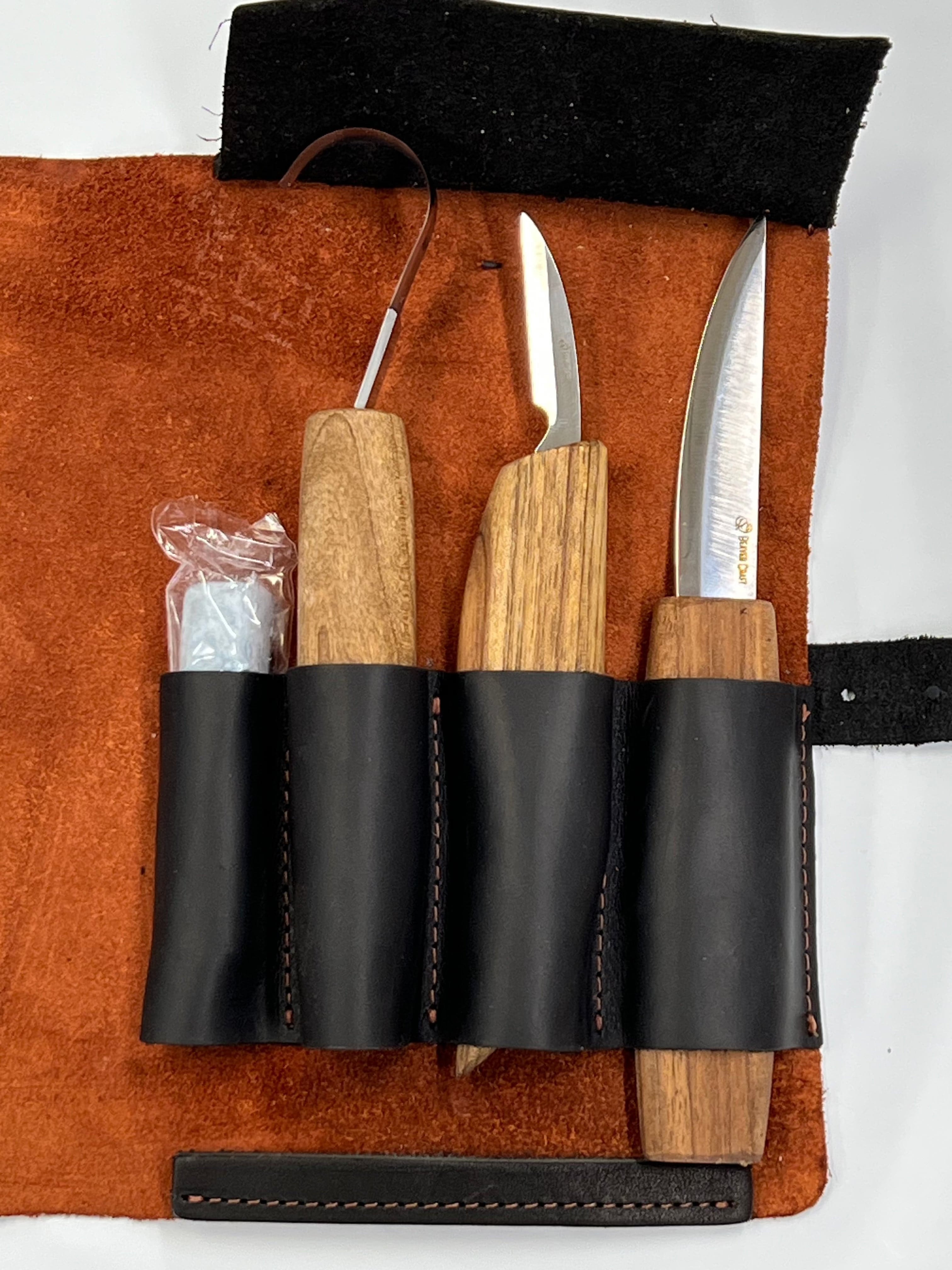 Wood carving set in leather S13X Beaver Craft