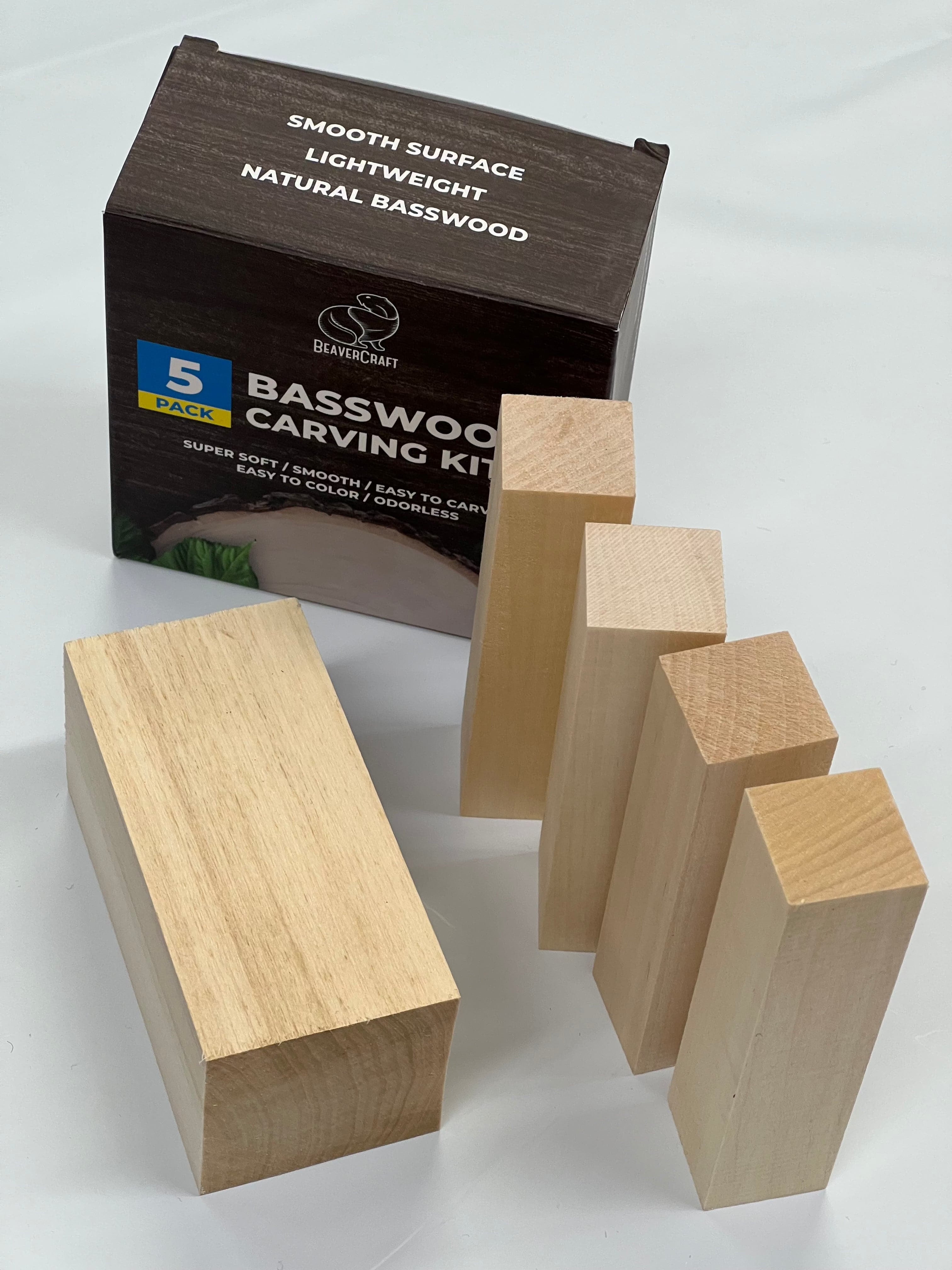Basswood wood carving blanks BW1 5-pack from Beaver Craft