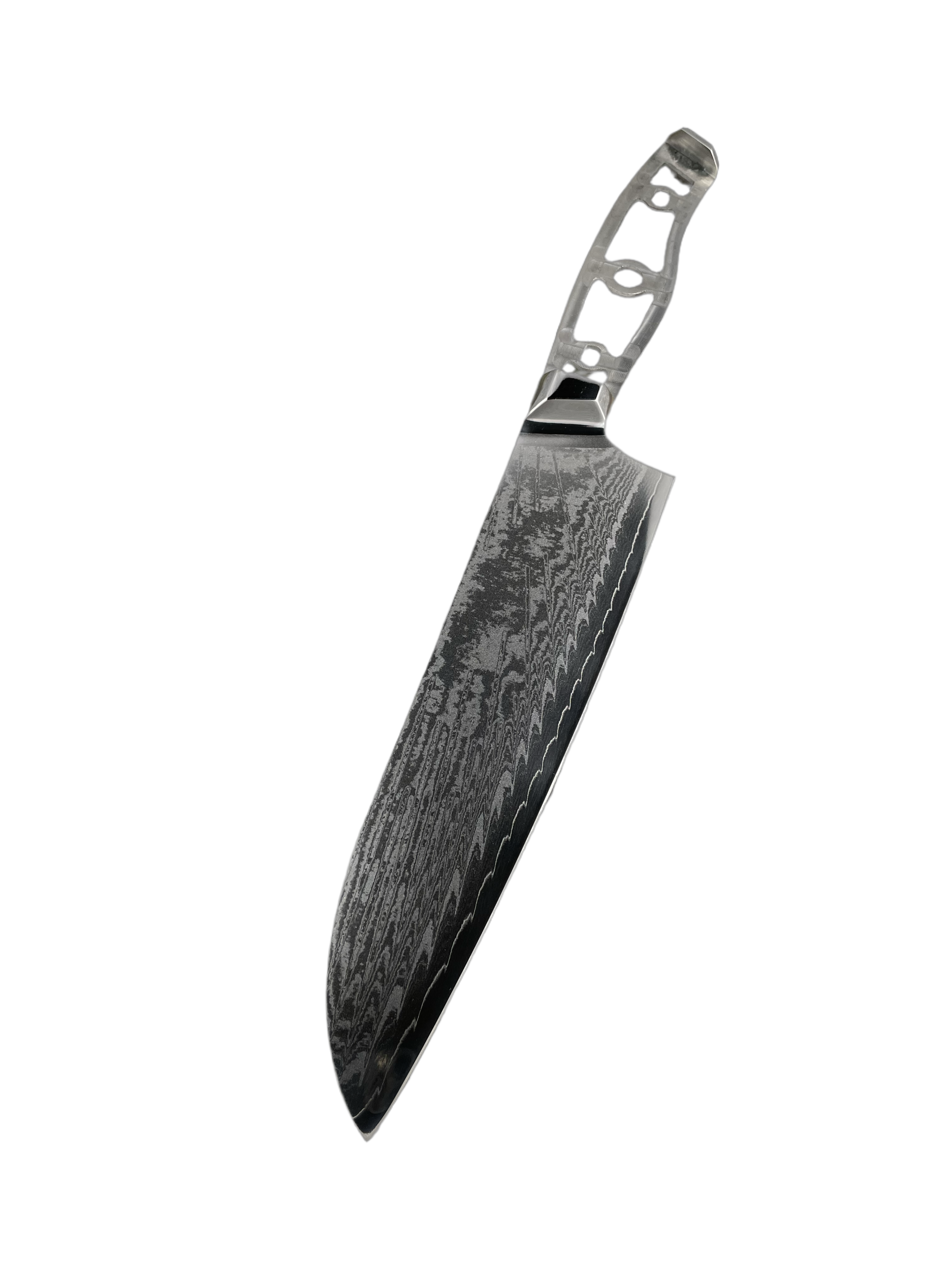 Santoku - AUS10 Damask Chef's knife 8" full tang with sockets