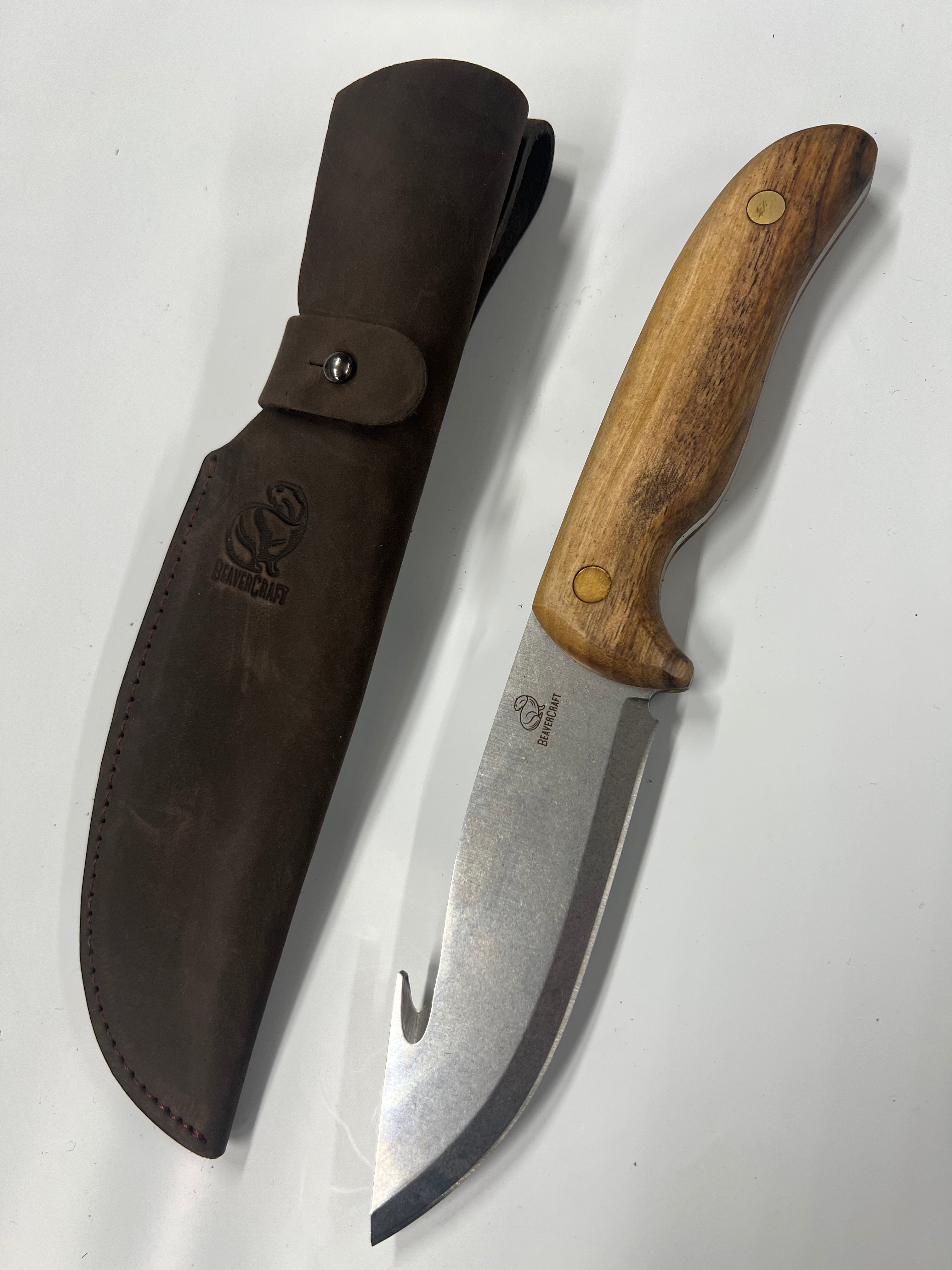 Hunting knife with belly opener GTK1 with leather sheath