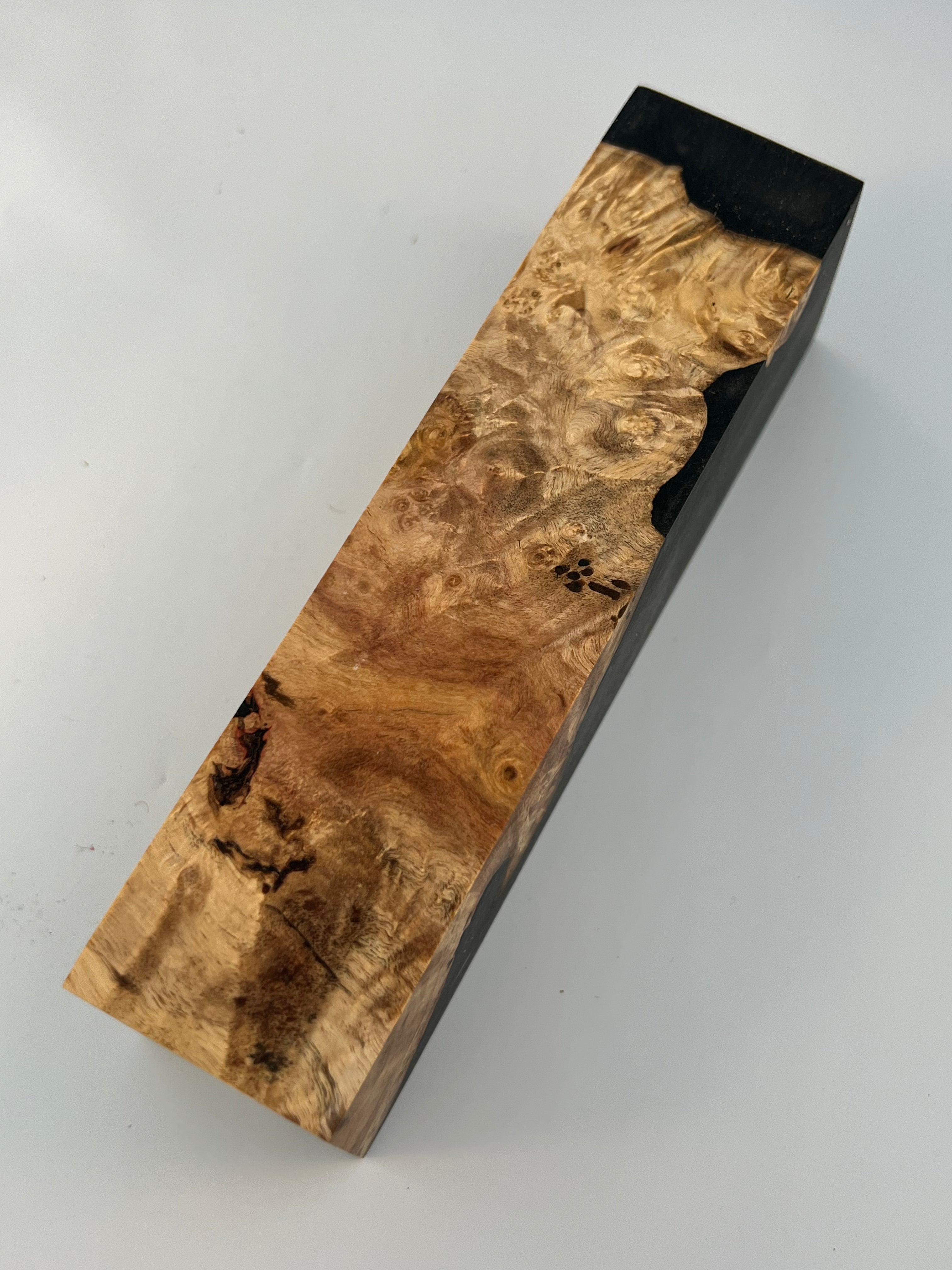 Stabilized shaft blank wood and green resin block B-72