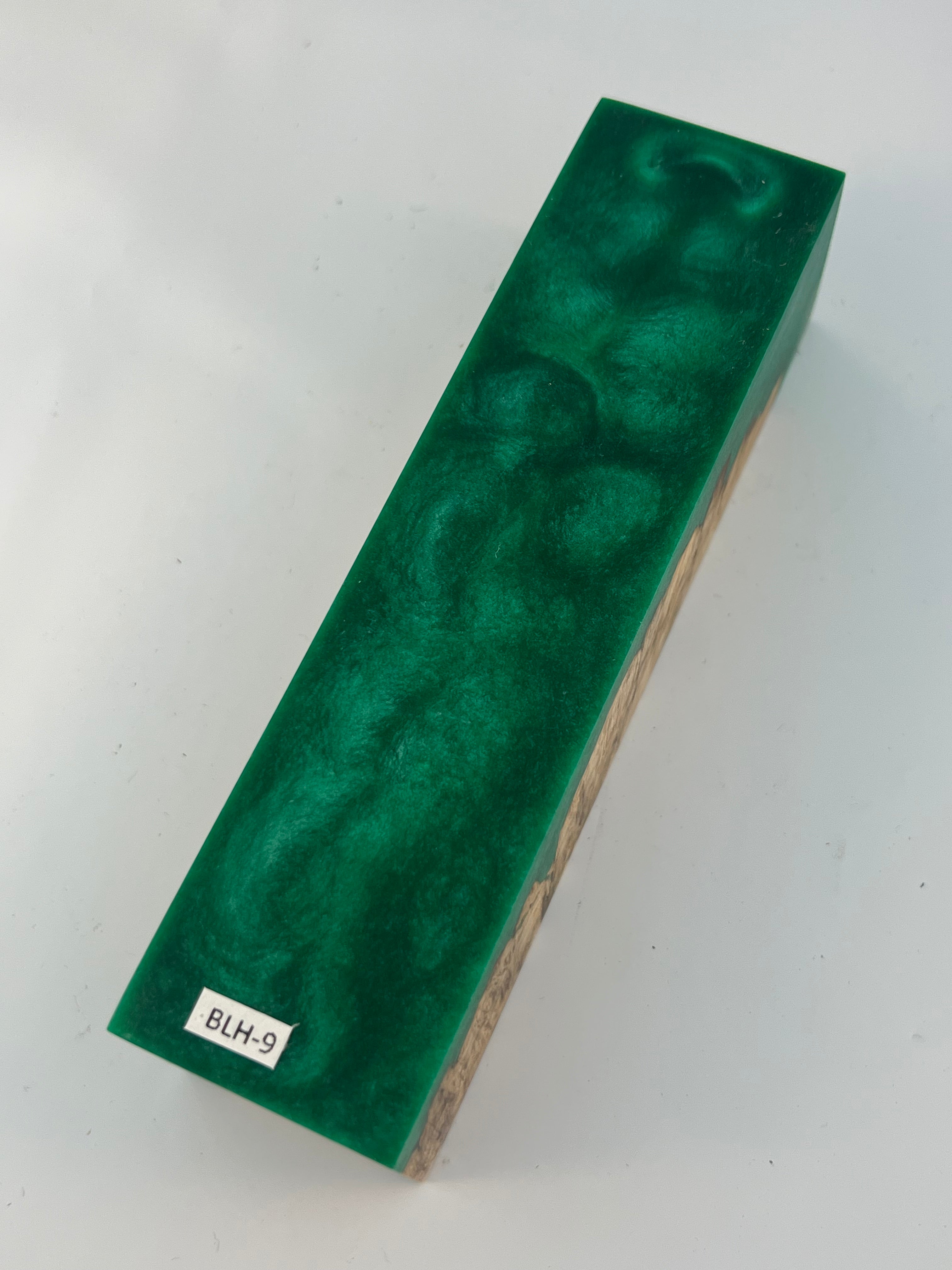 Stabilized shaft blank wood and green resin block B-72