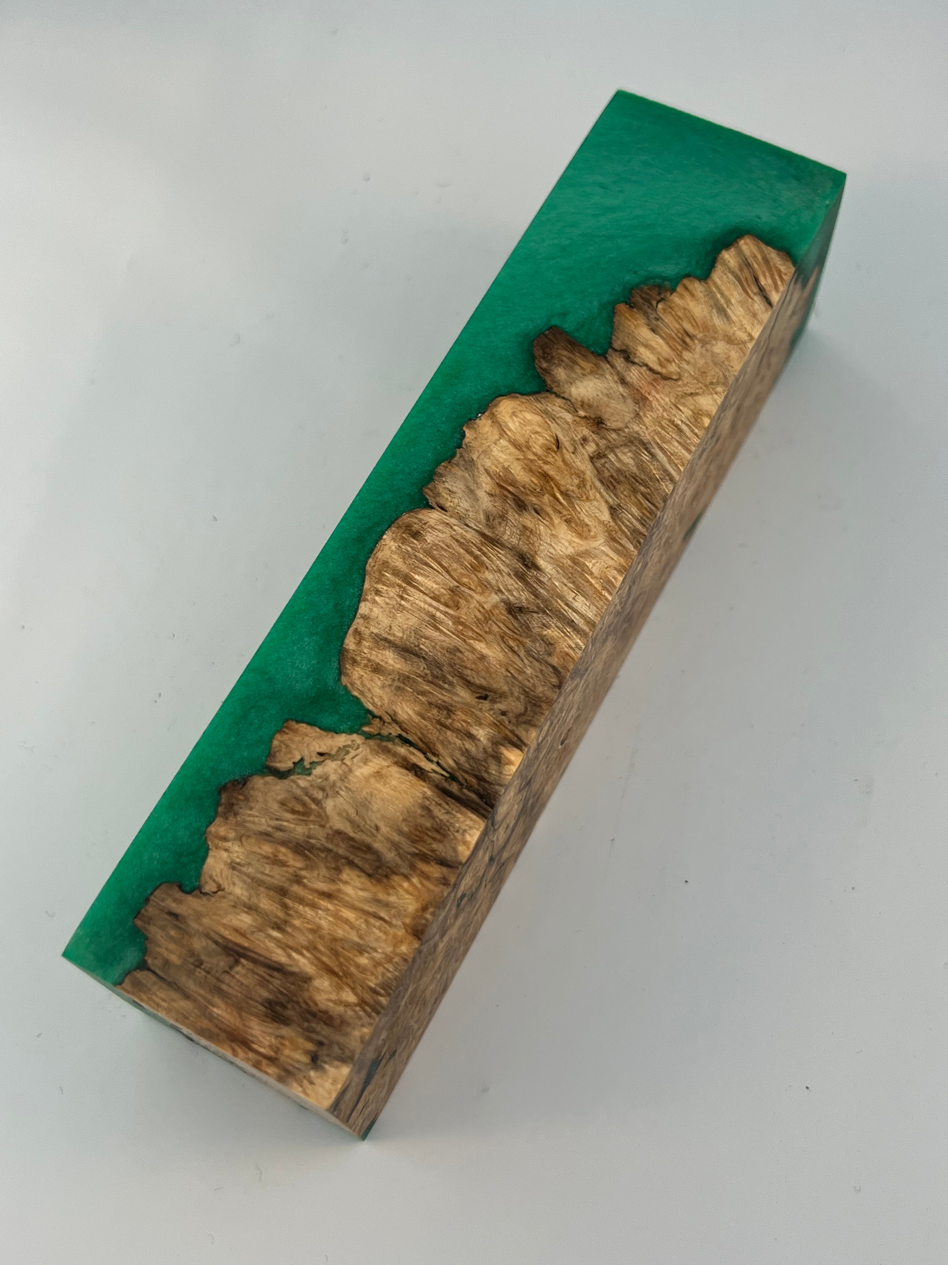 Stabilized shaft blank wood and green resin block B-72