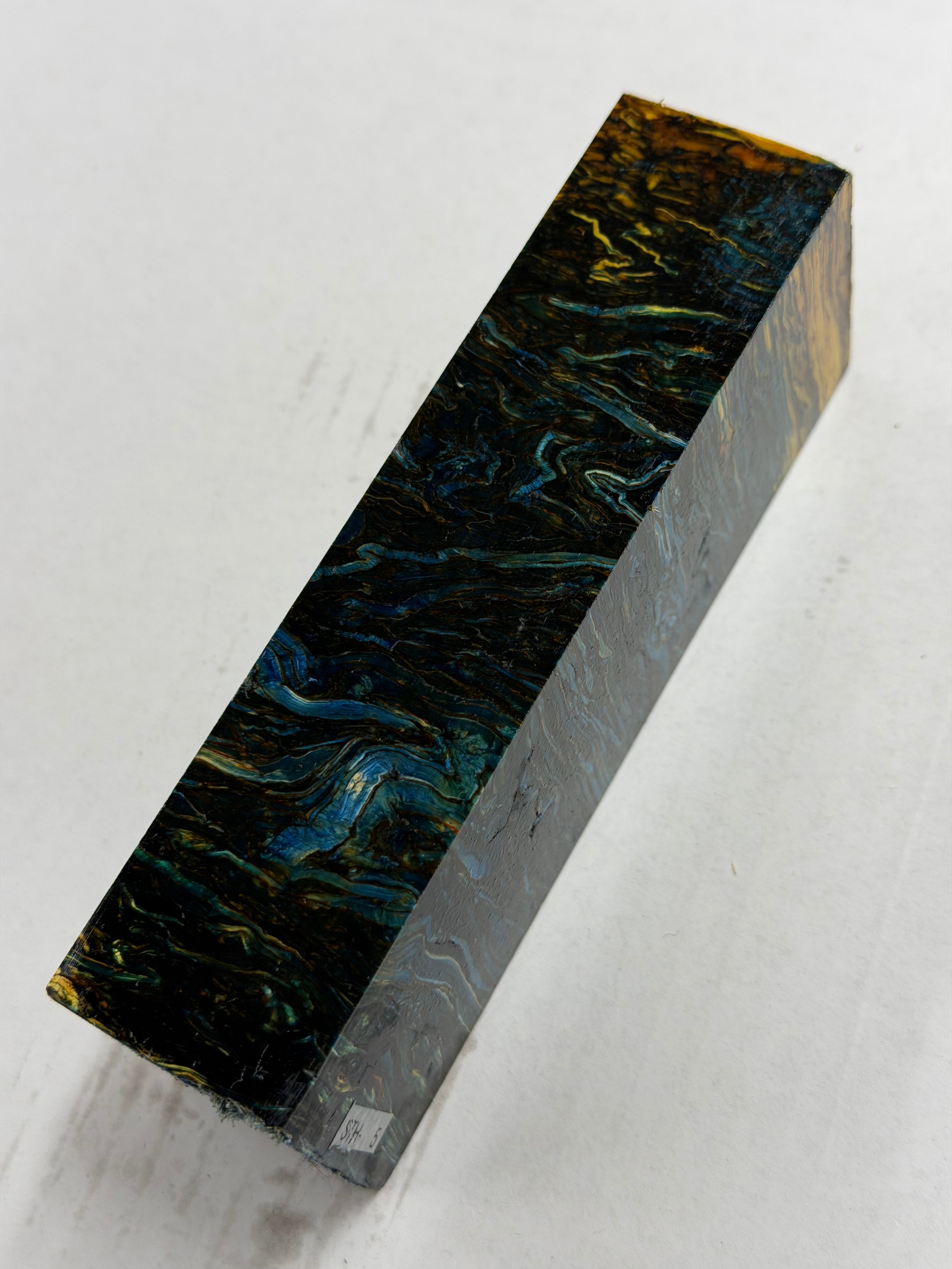 Stabilized shaft blank wood and green resin block B-72