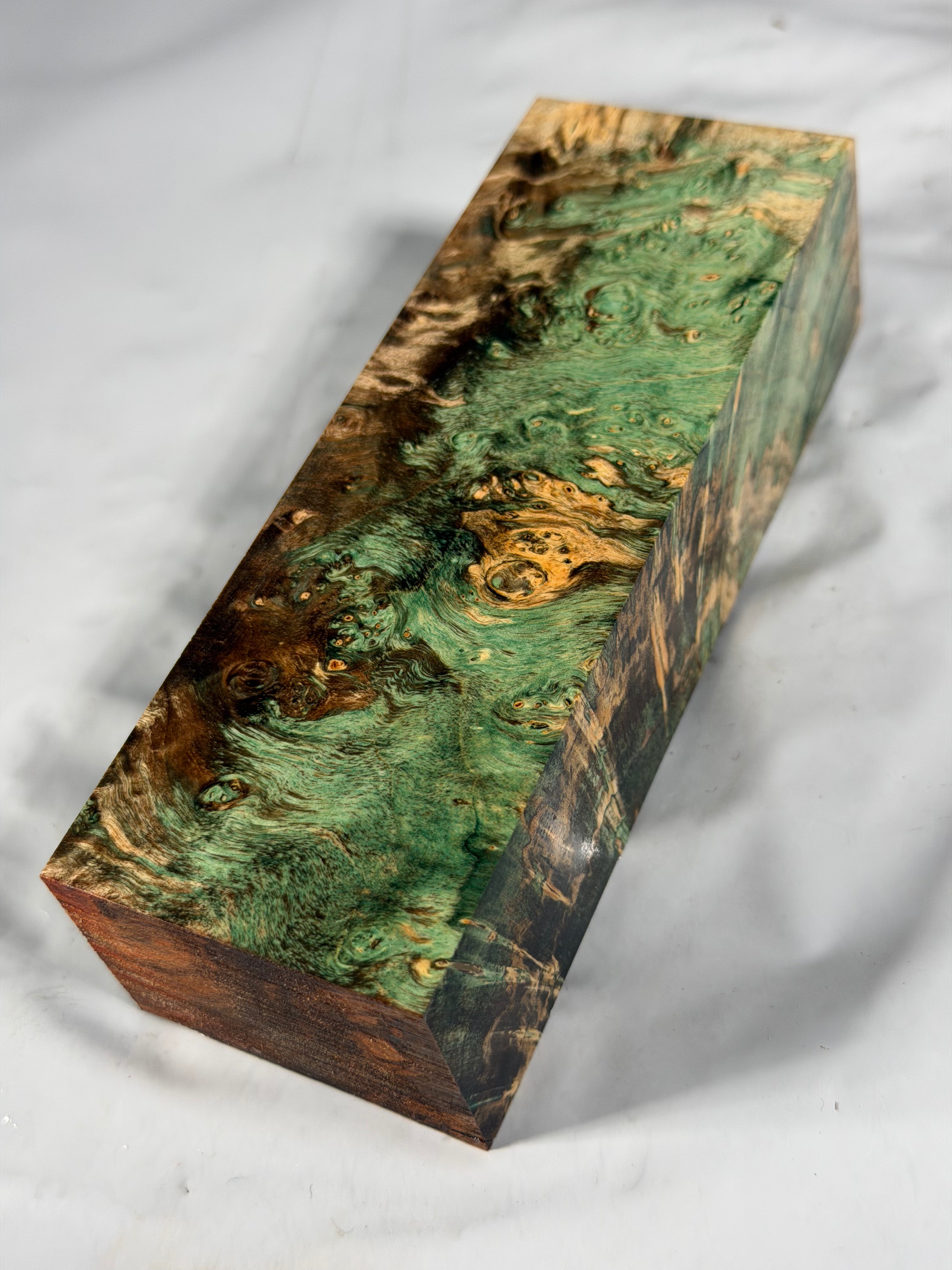 Stabilized shaft blank wood and green resin block B-72