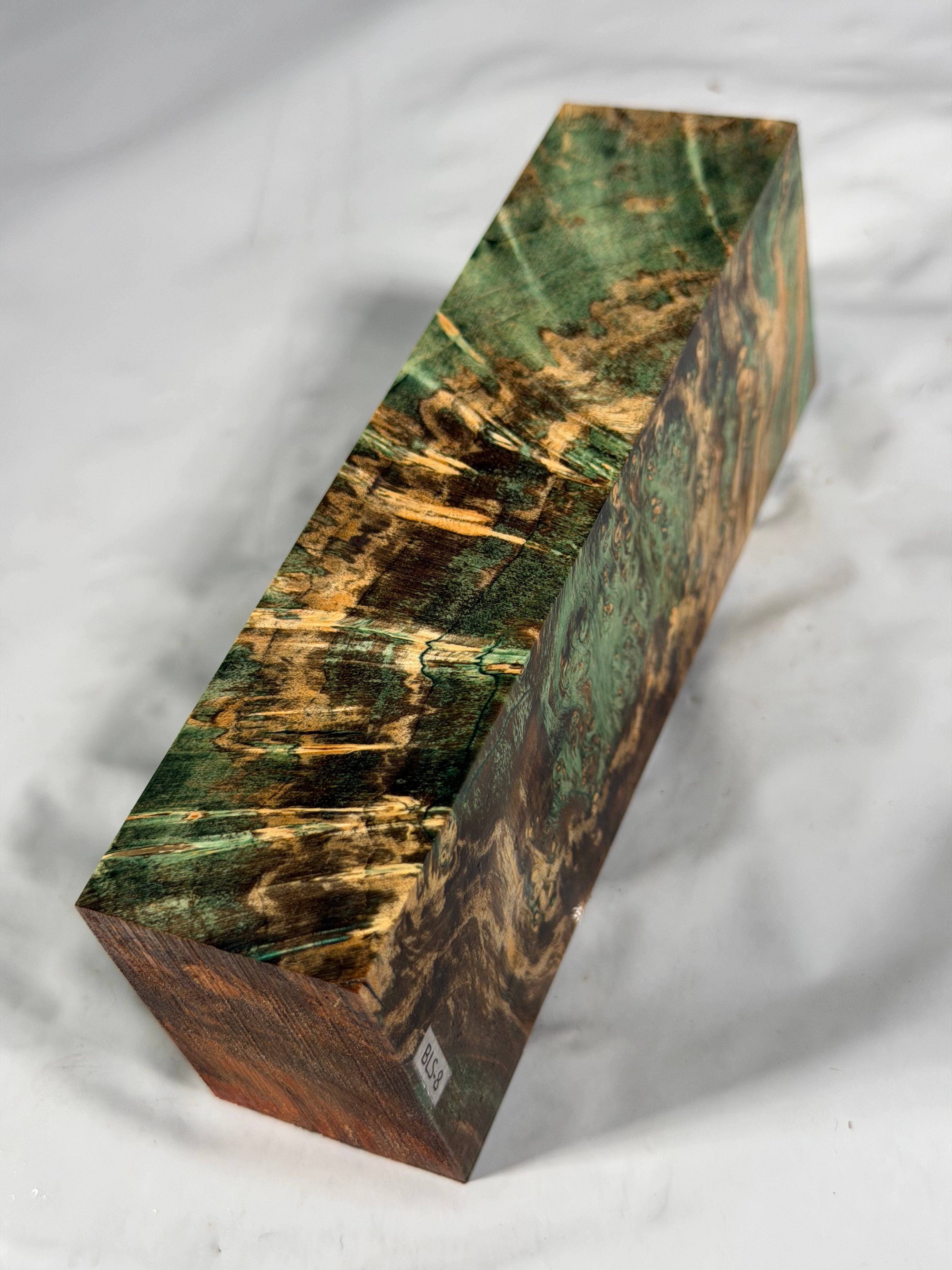 Stabilized shaft blank wood and green resin block B-72