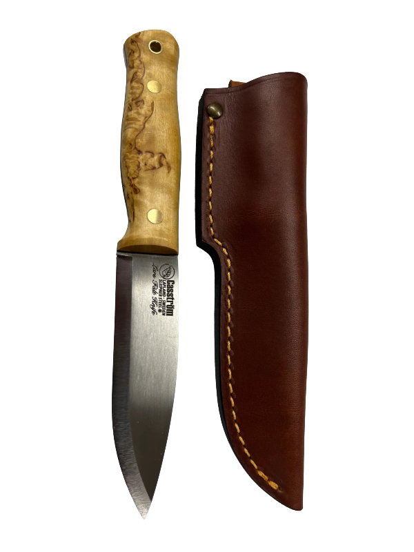 Caström Lars Fält knife with leather sheath and leather lanyard