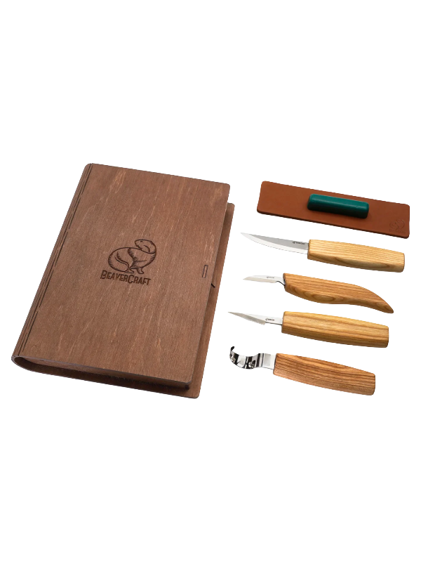 Wood carving iron set S09 book with 4 irons