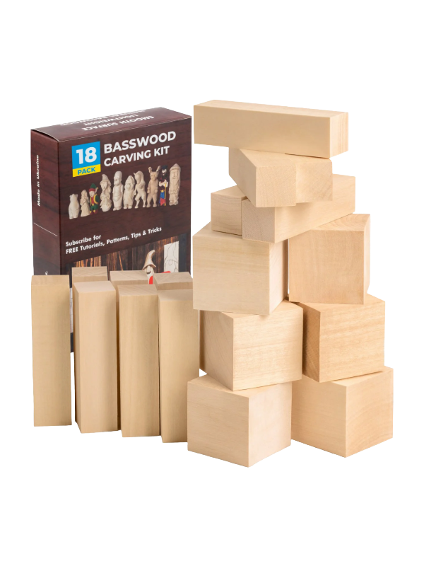 Basswood wood carving blanks BW18 18-pack from Beaver Craft