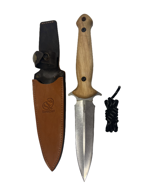 Ukrainian Dagger Tactical TLK2 Knife with Leather Sheath