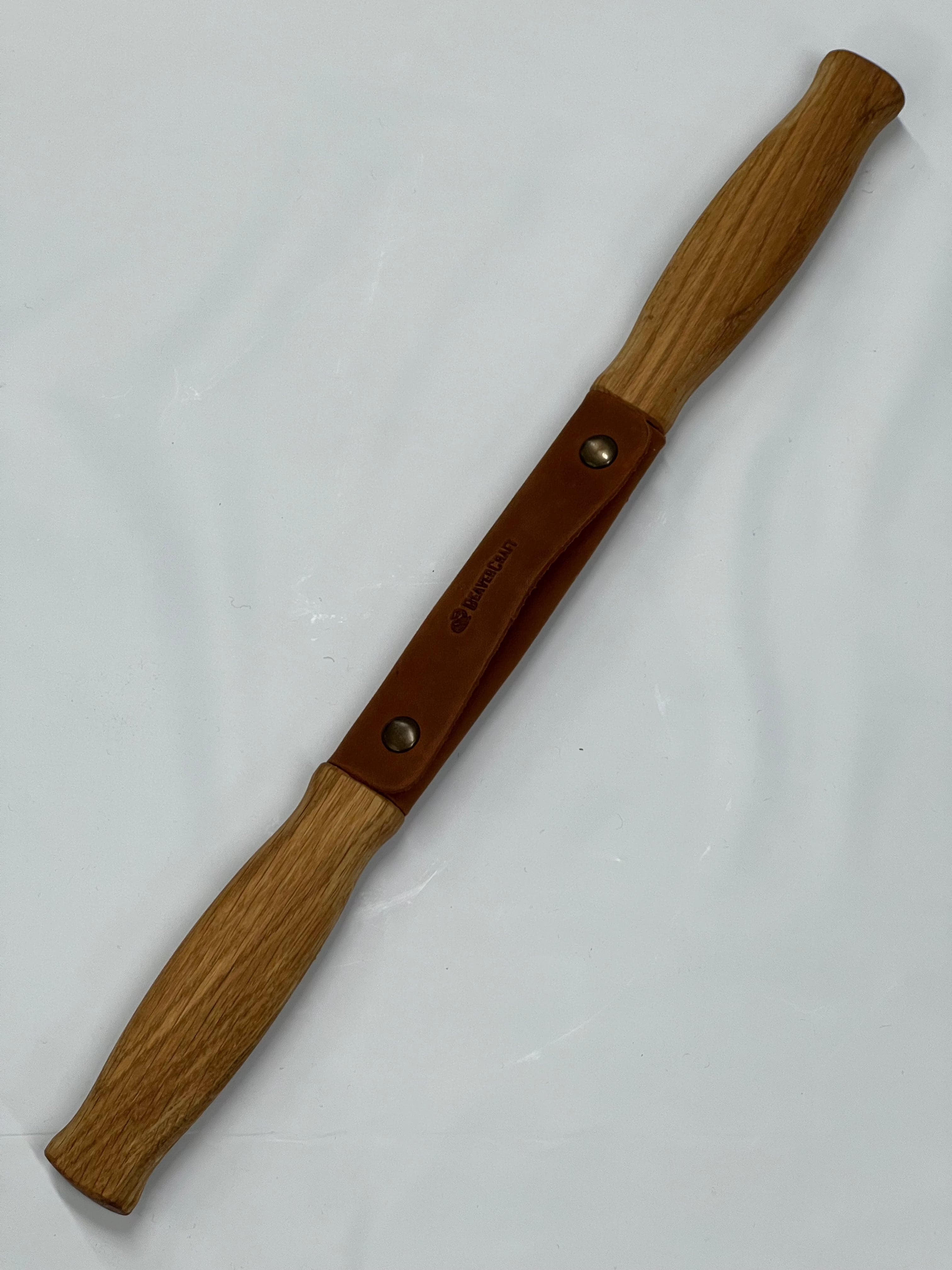 Scavenger knife DK1S 120mm blad. handle of oak and leather sheath Beaver Craft